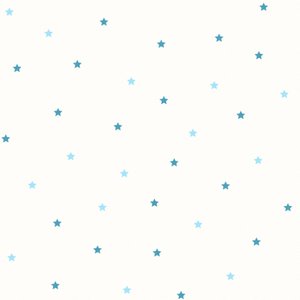 Papel de Parede Fofura Baby Estrelas Azul Fundo Branco FF4047