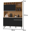 Ver imagem 2 de Kit Armário Cozinha Compacta Alice 6 Portas Amendoa Preto Ajl