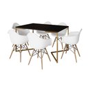 Ver imagem 2 de Mesa Jantar Industrial Preta 137x90cm Base V Dourada com 6 Poltronas Brancas Eames Eiffel Daw Madeir