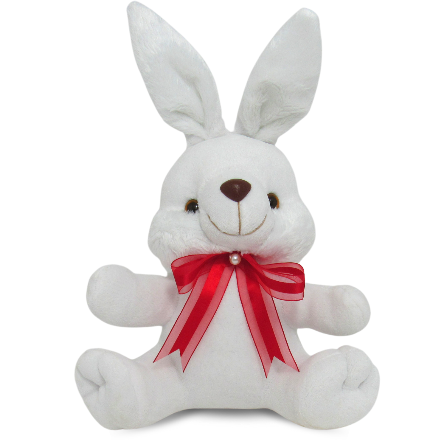 coelho felpudo pelucia branco com laço vermelho ideal para decoração super lindo - 2