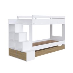 Treliche Infantil com Escada Nicho e Gaveta Linha Infanto Branco/ Aveiro Oak Bi005 Completa Móveis - 2