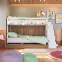 Ver imagem 6 de Treliche Infantil com Escada Nichos e Cama Auxiliar Branco/Oak - Completa Móveis