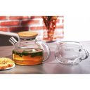 Ver imagem 2 de Bule de Vidro Coador de Bico Tampa de Bambu 500ml Bugatti