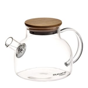 Bule de Vidro Coador de Bico Tampa de Bambu 500ml Bugatti