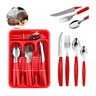 Jogo de Talheres Faqueiro Aço Inox com Gaveteiro Vermelho - 1