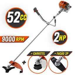 Roçadeira Tekna RL520 52cc 2HP 2T Com Lâmina 3 Pontas, Lâmina 2 Pontas e Carretel Nylon - 2