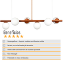 Ver imagem 3 de Lustre Pendente Figo Bronze - 6 Globo Esfera de Vidro Branco