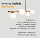 Ver imagem 4 de Lustre Pendente Figo Bronze - 6 Globo Esfera de Vidro Branco