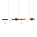 Ver imagem 1 de Lustre Pendente Figo Bronze - 6 Globo Esfera de Vidro Branco