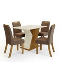 Ver imagem 6 de Conjunto Sala de Jantar Layla Select 4 Lugares Tampo MDF Cadeiras Suede Amêndoa 120cm Casa 812