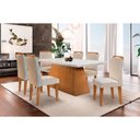Ver imagem 1 de Conjunto: Mesa Sala Jantar Luna c/ Tampo Madeirado c/ Vidro Canto Reto 180cm + 6 Cadeiras Athenas