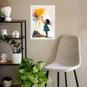 Ver imagem 2 de Quadro Decorativo Arte Criança Pintando Sol 24x18cm:moldura Preta