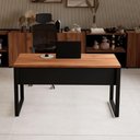 Ver imagem 2 de Mesa Escrivaninha Industrial MDF 140cm Nogal com Preto F5 Office