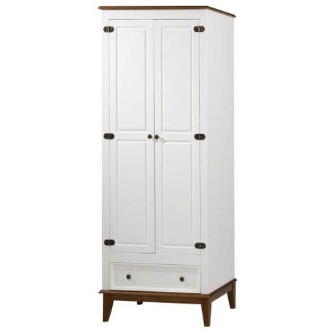 Armario Malibu 2 Portas e 1 Gaveta Cor Branco com Amendoa 204 Cm - 62386