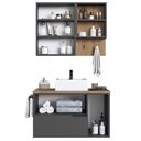 Ver imagem 3 de Conjunto Gabinete com Cuba e Espelheira 80cm Mel Grafite Proddy Mel