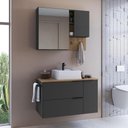 Ver imagem 2 de Conjunto Gabinete com Cuba e Espelheira 80cm Mel Grafite Proddy Mel