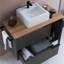 Ver imagem 4 de Conjunto Gabinete com Cuba e Espelheira 80cm Mel Grafite Proddy Mel