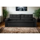 Ver imagem 1 de Sofá Retrátil e Reclinável 3 Lugares com Molas 1,80m Veneza Suede Preto Mirra Decor