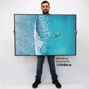 Ver imagem 2 de Quadro Decorativo Caixa Alta com Vidro O Mar e o Barco TaColado Moldura Branca 120 x 80cm