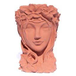 Estátua Vaso Deusa Hera Artesanal 10x15cm em Resina Mineral - Vermelho - 1