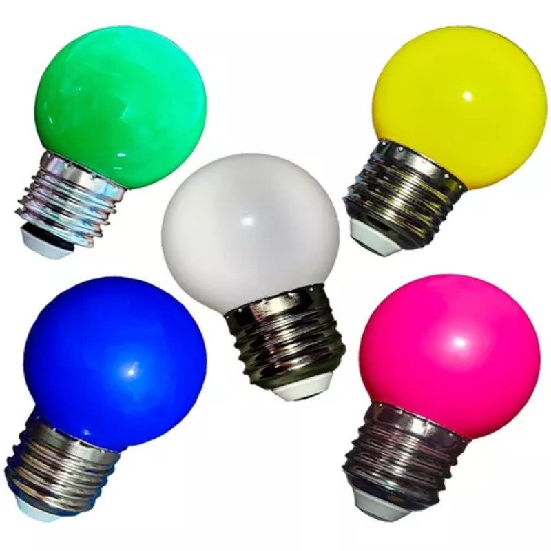 Kit 05 Lâmpada Led Mini Bulbo Bolinhas E27 1w 5 Cores Azul Amarela Branca Rosa Verde 110/220v:220v