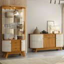 Ver imagem 2 de Conjunto Buffet com Cristaleira Pitt/swank Iluminação Led Gavetas Mdp Cinamomo/offwhite G97 - Gran B
