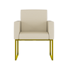 Poltrona Decorativa Courino Recepção Base Ferro Dourado Cor:courino Bege - 2