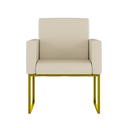 Ver imagem 2 de Poltrona Decorativa Courino Recepção Base Ferro Dourado Cor:courino Bege