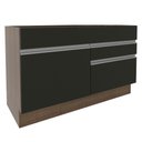 Ver imagem 1 de Balcão Gabinete de Pia Armário de Cozinha 120 cm 1 Porta 2 Gavetas Rustic/Preto Glamy Madesa