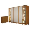Ver imagem 1 de Guarda Roupa Casal Prime 6 Portas com Led Off White com Cômoda São Paulo 6 Gavetas 2 Portas Cinamomo