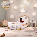 Ver imagem 1 de Cama Montessoriana Infantil Juvenil Belissima Preta - Branca e Mel + Colchão