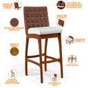Ver imagem 4 de Kit 2 Banquetas Altas Cozinha Sala Jantar Fixa Mila B04 Couríssimo Marrom Corano Branco - Lyam