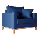 Ver imagem 2 de Poltrona Beny Pés e Base em Madeira Suede Azul Marinho - Fm