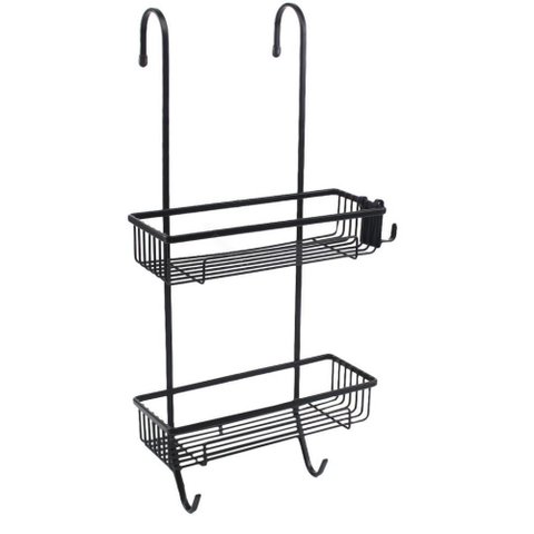 Suporte para Shampoo Perfezione com Ganchos e Acabamento em Preto Fosco