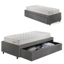 Ver imagem 1 de Base Box Cama Solteiro Sapateira Courino Linho Cinza e Colchão Ecoline D33 Ecoflex 88x188