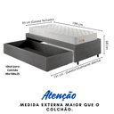 Ver imagem 5 de Base Box Cama Solteiro Sapateira Courino Linho Cinza e Colchão Ecoline D33 Ecoflex 88x188