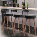 Ver imagem 1 de Kit 3 Banquetas Estofadas Altas Napoles com Encosto para Cozinha, Área Gourmet e Balcão - Salaone:pr