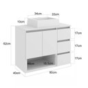 Ver imagem 3 de Gabinete Banheiro Suspenso 80cm com 02 Portas 03 Gavetas e Nicho com Cuba Vitória Branco