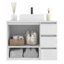 Ver imagem 2 de Gabinete Banheiro Suspenso 80cm com 02 Portas 03 Gavetas e Nicho com Cuba Vitória