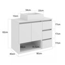 Ver imagem 4 de Gabinete Banheiro Suspenso 80cm com 02 Portas 03 Gavetas e Nicho com Cuba Vitória