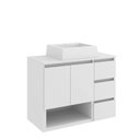 Ver imagem 2 de Gabinete Banheiro Suspenso 80cm com 02 Portas 03 Gavetas e Nicho com Cuba Vitória Branco
