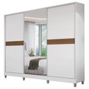 Ver imagem 2 de Guarda-Roupa Casal 100% MDF com Pés 3 Portas 1 Espelho Branco Malta Madesa