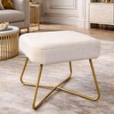 Ver imagem 1 de Puff Virginia Estofado Boucle Base Dourada Decorativo