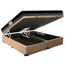 Ver imagem 2 de Cama Box Baú Casal Sintético Bipartido + Colchão Ortobom Iso Dupla Face 60x138x188 Cor:bege