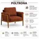 Ver imagem 3 de Poltrona Sala de Estar Astra Base Madeira Castanho Veludo Bouclé Terracota - Nexta Casa
