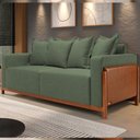 Ver imagem 1 de Sofá 03 Lugares para Sala de Estar 178 cm Khali B04 Linho Verde Couríssimo Whisky - Lyam Lyam Decor