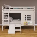 Ver imagem 1 de Beliche Infantil com Janela Escorregador e Cortina Madeira Maciça Branco Housin