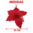 Ver imagem 4 de Flores Árvore Natal Gliter Vermelho Decoração 25cm Kit 10pçs