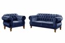 Ver imagem 1 de Kit Namoradeira Duquesa Chesterfield 2 Lugares + 1 Poltrona - Suede Azul Marinho