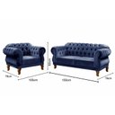 Ver imagem 3 de Kit Namoradeira Duquesa Chesterfield 2 Lugares + 1 Poltrona - Suede Azul Marinho